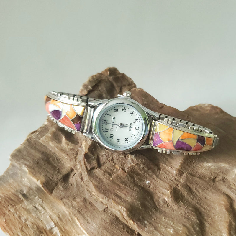 Multi-Stone Inlay Watchband